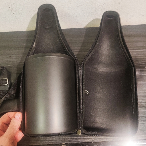 Caddy-O Wine Bottle Carrier Leather Cooler Black Insulated Hand Strap Wine Stop